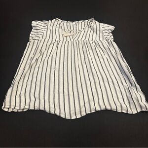 Old Navy Striped Peasant Blouse XL Flutter Sleeve Boho Linen Blend Top
